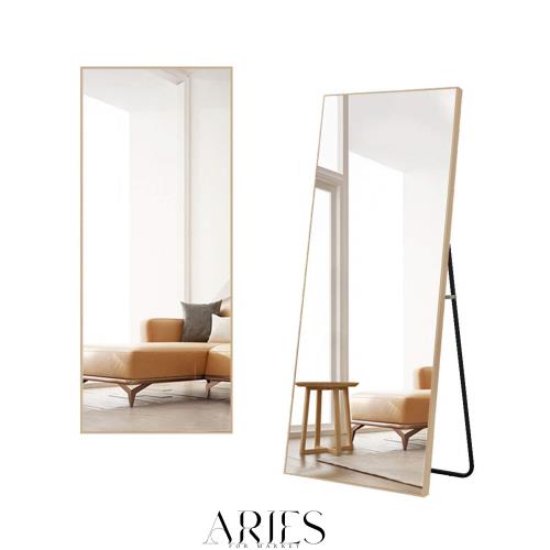 ミルオ君の鏡工房 全身鏡 スタンドミラー 大型 姿見鏡 全身ミラー 壁掛け鏡 アルミ合金フレーム スタイリッシュ 飛散防止 (160x50CM シャの通販は