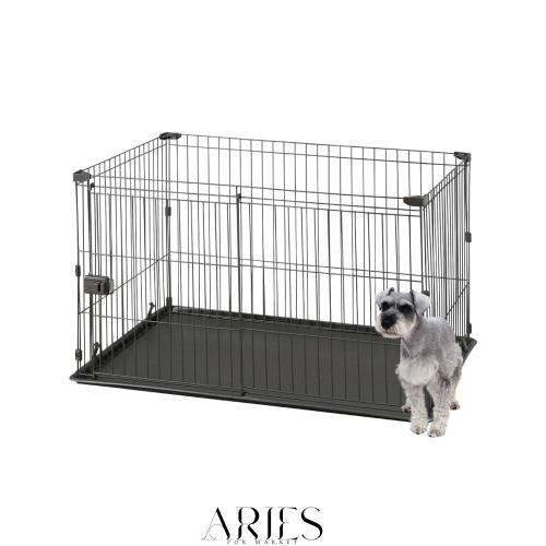 アイリスオーヤマ 犬 サークル システムサークルトレー付き STS-1200T ブラウン 中型犬用 幅113×奥行79×高さ65.5cm