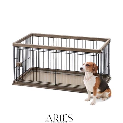 アイリスオーヤマ 犬 サークル ウッディサークル ロータイプ ブラウン 
