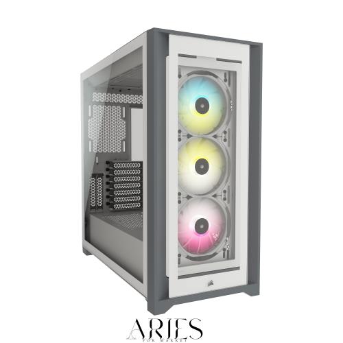 CORSAIR iCUE 5000X RGB ミドルタワー ATX ケース、ホワイト (CC-9011213-WW)