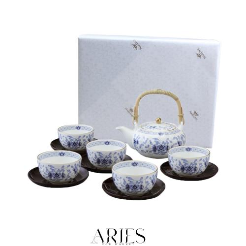 NARUMI(ナルミ) 急須 湯呑み セット ミラノ ブルー 茶器揃(茶托付) 花柄 梅の花 更紗調 11ピース入り 結婚祝い プレゼント 日本製 ギフトの通販は