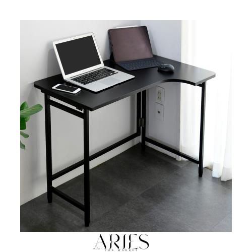 山善(YAMAZEN) デスク (L字デスク) 折りたたみ 傷・汚れ・水分・熱に強い天板 なめらかな表面 角が丸い アジャスター付き 幅90×奥行60×