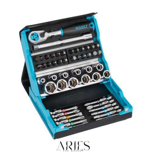HAZET(ハゼット) 2200SC-2 ソケットレンチセット 工具セット スマートケース 整備 ラチェット付き 50点 プロ用 差込角1/4インチ(6.3mm)