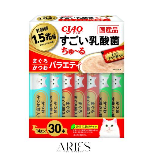 チャオ (CIAO) すごい乳酸菌ちゅ~る まぐろ・かつおバラエティ 30本 猫用おやつ