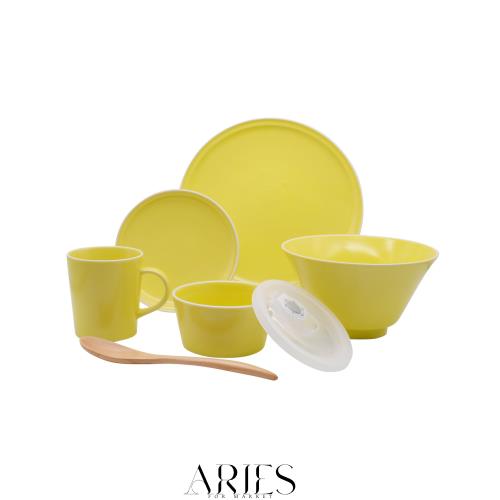 aito製作所 美濃焼 「 シエル 」 食器 セット 一人暮らし 6点 セット イエロー 食洗機 電子レンジ対応 日本製 567-508
