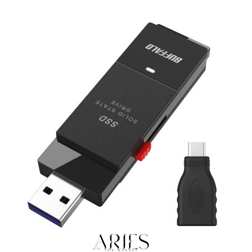 バッファロー SSD 外付け 2.0TB USB3.2 Gen2 読込速度600MB/秒 PS5/PS4メーカー動作確認済 コンパクト 小型 Type-Cアダプター付属 ブラッ