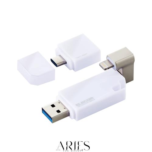 エレコム USBメモリ 128GB iPhone/iPad対応 [MFI認証品] ライトニング Type-C変換アダプタ付 ホワイト MF-LGU3B128GWH 23,288円