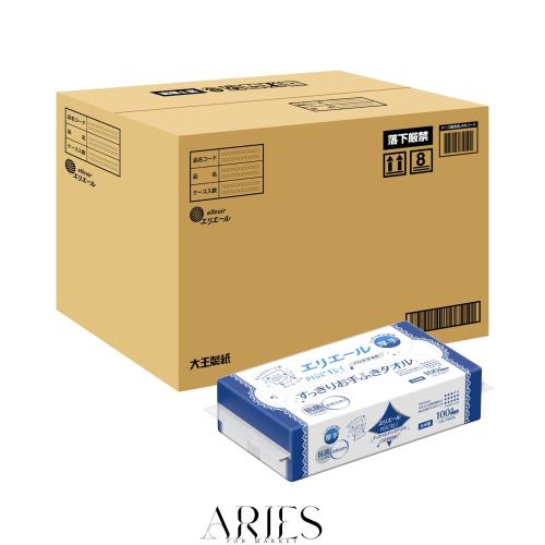 エリエール ハンドタオル Plus+キレイ すっきりお手ふきタオル100枚×60パック【ケース販売】