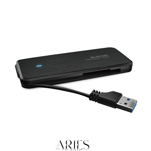 エレコム ポータブルSSD 500GB USB3.2(Gen1) PS5/PS4(メーカー動作確認済) ケーブル収納 データ復旧サービスLite付 ブラック ESD-ECA0500