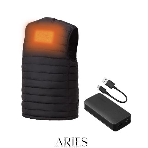 [アイリスオーヤマ] ヒートベストセット チャック式 コンパクト収納袋付き 1分で+11度体感 インナーベストとモバイルバッテリーセット 4