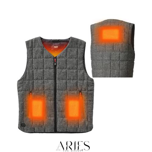 [アイリスオーヤマ] ツイード調ヒートベスト ビジネスベスト ヒートウェアベスト 速暖30秒 1分で+11度体感 洗えて清潔 4段階温度調節 カ
