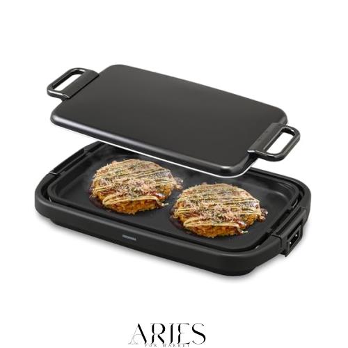 アイリスオーヤマ ホットプレート 大型 ワイド プレート1枚 (平面プレート) 大きいサイズ 蓋付き SWHP-011-B ブラックの通販は