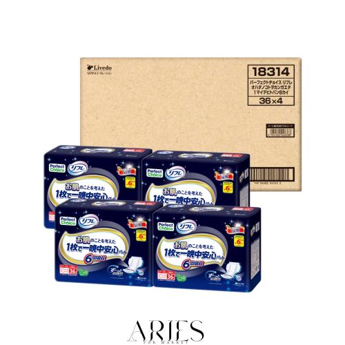 Perfect Choice(パーフェクト チョイス) パーフェクトチョイス お肌のことを考えた1枚で一晩中安心パッド 6回吸収36枚×4【ケース販売】