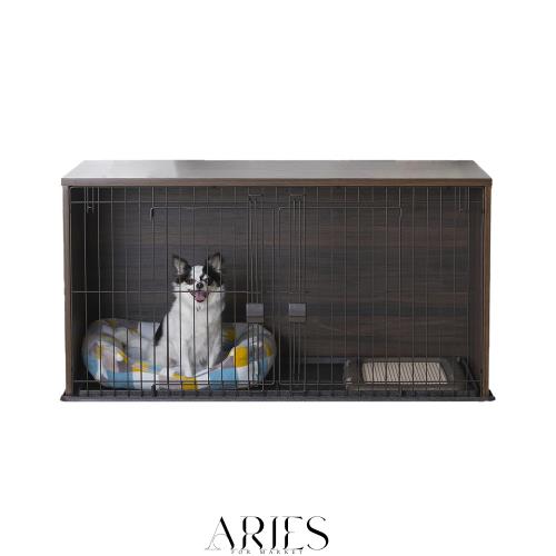 アイリスオーヤマ 犬ケージ ナチュラルファニチャー ダークブラウン 小型犬用 幅122.5×奥行61×高さ62.5cm