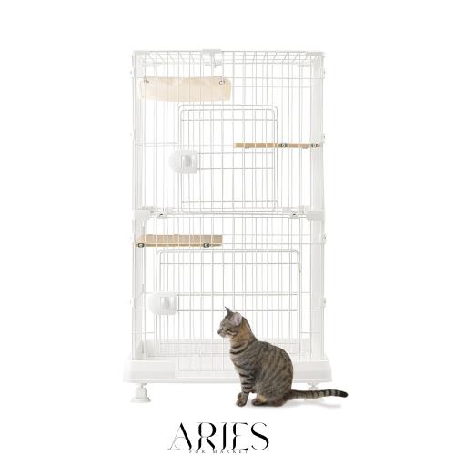 アイリスオーヤマ 猫 ケージ ミニタイプ 2段 ハンモック付き マットホワイト 幅69×奥行54.5×高さ115cm ？PMCC115H