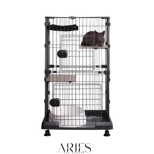 アイリスオーヤマ 猫 ケージ ミニタイプ 2段 ハンモック付き マットグレー 幅69×奥行54.5×高さ115cm ？PMCC115H