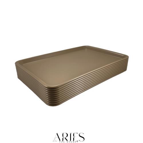 【Amazon.co.jp限定】【業務用 セット】 蝶プラ工業 プルアップトレー W30.7×D19.8×H1.7cm ブラウン 3120 ノンスリップ加工 10枚セット