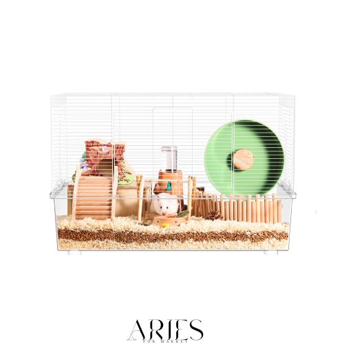 BUCATSTATE ハムスター ケージ 620 クリアケージ 大型サイズ 飼育ケージ 金網タイプ 通気 透明 深めトレイ お掃除しやすい 小動物用 620*