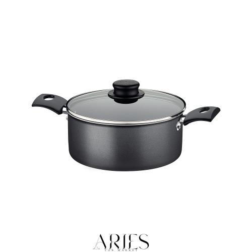 トラモンティーナ 両手鍋 キャセロール トリム 24cm アルミ製 ノンスティック フッ素コート ガラス蓋 軽量 くっつかない 食洗機対応 ガスの通販は