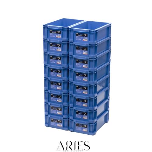 JEJアステージ 収納ボックス 日本製 NFボックス #7 ブルー 積み重ね 幅19.3×奥行34.2×高さ9.9cm 16個セット