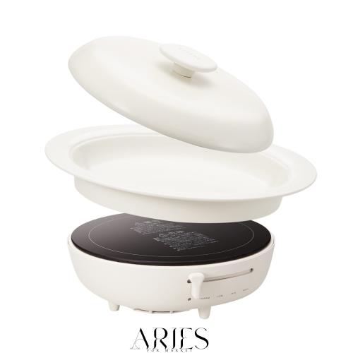 エレコム IHクッキングヒーター ホットプレート セラミックコーティング グリル鍋 4段階温度調整 専用プレート付き 専用蓋付き 鍋つかみ