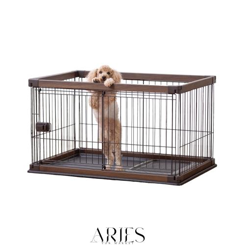 アイリスオーヤマ 犬 サークル ウッディサークル ロータイプ ウォールナット 小型犬用 幅97.5×奥行66.5×高さ55.5cm PWSR-960LV