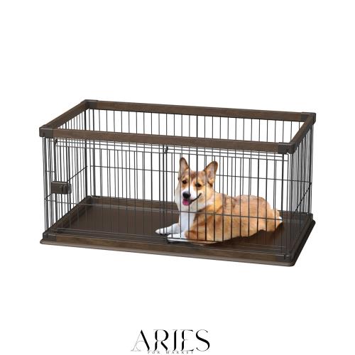 アイリスオーヤマ 犬 サークル ウッディサークル ロータイプ ウォールナット 中型犬用 幅120×奥行66.5×高さ55.5cm PWSR-1260LV