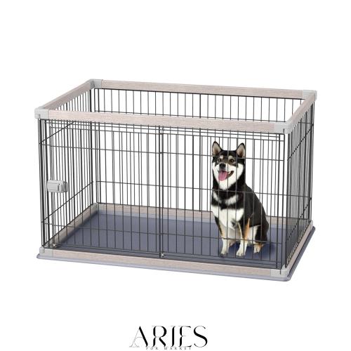 アイリスオーヤマ 犬 サークル ウッディサークル アッシュグレー 中型犬用 幅約120×奥行約80×高さ約71cm PWSR-1280V