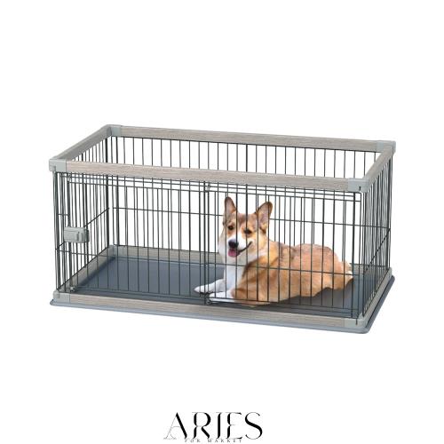 アイリスオーヤマ(IRIS OHYAMA) 犬 サークル ウッディサークル ロータイプ アッシュグレー 中型犬用 幅120×奥行66.5×高さ55.5cm PWSR-1