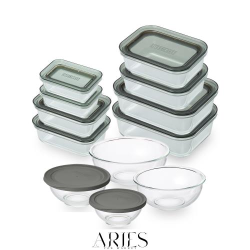 【すっきり収納】 アイリスオーヤマ 耐熱ガラス容器 12点セット クリアブラック 重ねて収納できる 汁もれしにくい 350℃まで加熱可能 その通販は 5,940円