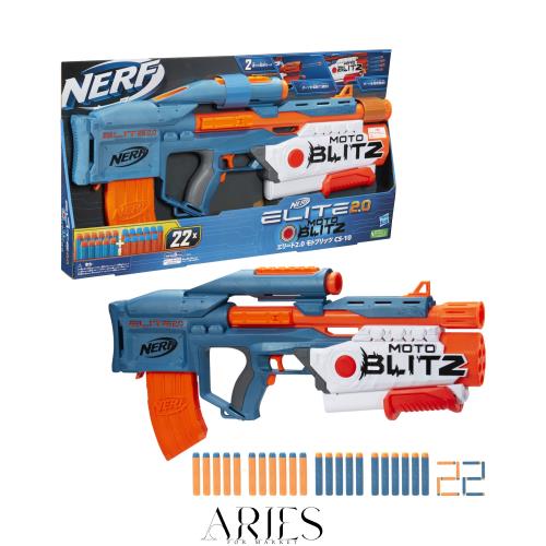 ハズブロ(HASBRO) ナーフ エリート 2.0 モトブリッツ CS-10 ブラスター、2種類の発射モード 、 10本のダーツを電動で発射、エアブリッツ