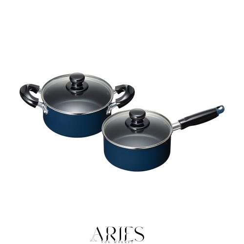 和平フレイズ お手入れ簡単 【調理器具セットC】 両手鍋 18cm ＆ 片手鍋 16cm セット ブルー ふっ素樹脂加工 IH・ガス対応 スティージーII