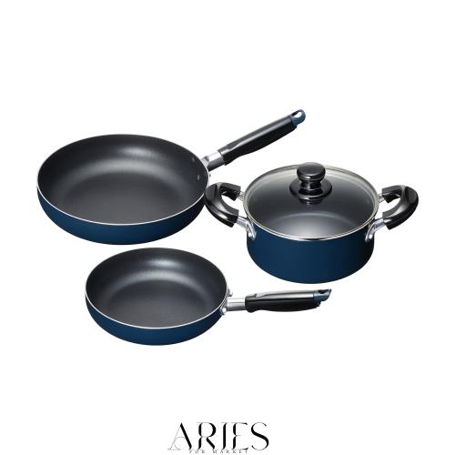 和平フレイズ お手入れ簡単 【調理器具セットE】 両手鍋 18cm ＆ フライパン 20cm・24cm セット ブルー ふっ素樹脂加工 IH・ガス対応 ステの通販は 7,209円