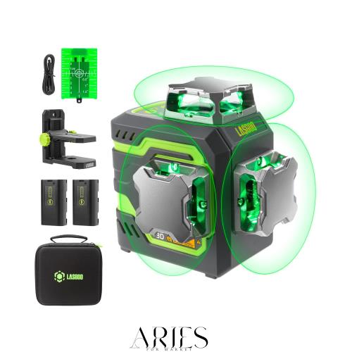 LasGoo LG-3D レーザー墨出し器、レーザー レベル セルフレベリング、3D グリーン ビーム クロスライン レーザー (3x360°) ビルドとアラ