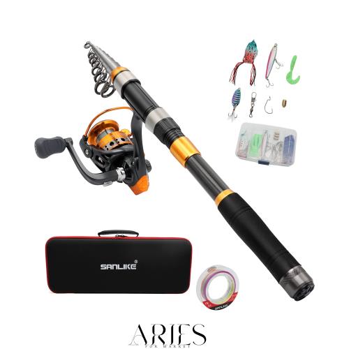 サンライク（SANLIKE 釣り竿セット 釣り竿 投げ竿 ロッドセット スピニングリール付き 釣り餌 釣り糸付 収納バッグ付き 釣りロッド 伸縮