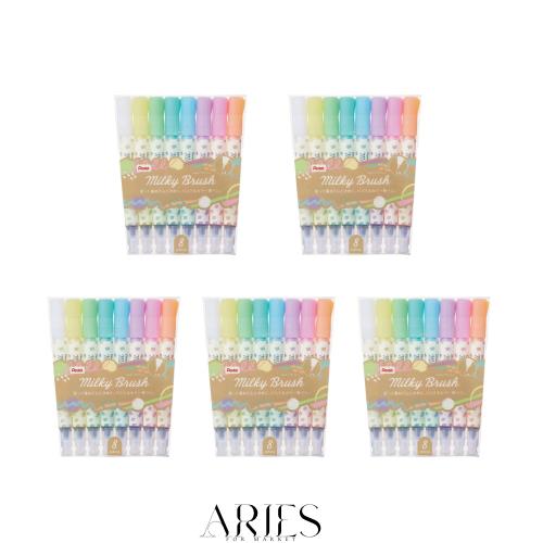 ぺんてる カラー筆ペン ミルキーブラッシュ 8色セット 5個 GFH-P8STの通販は