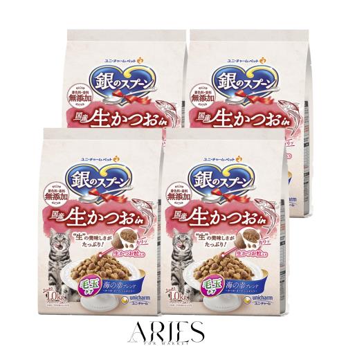 【まとめ買い】銀のスプーン キャットフード ドライ 国産生かつおin 毛玉ケア 海の幸ブレンド 4kg(1kg×4) 国産 ユニチャームの通販は 5,296円