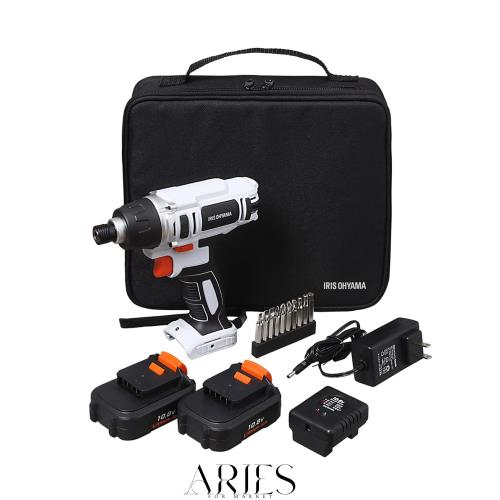 アイリスオーヤマ 充電式インパクトドライバ JID80-C ケース付き バッテリーｘ2 ビット10本セット LEDライト付だから暗い手元でも安心 【