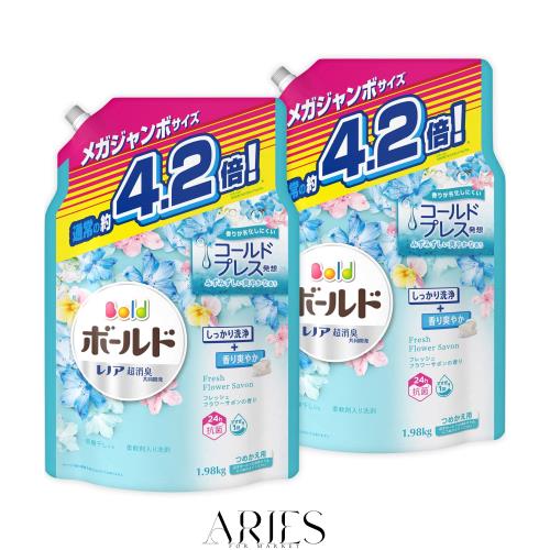 【まとめ買い】 ボールド ジェル 洗濯洗剤 フレッシュフラワーサボン 詰め替え 1,980g × 2個の通販は
