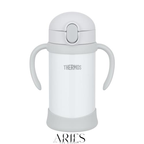 サーモス(THERMOS) まほうびんのベビーストローマグ FJL-350 グレー (GY) 350ml 水筒 子供 ステンレス製魔法びん構造 スペアストローセッの通販は