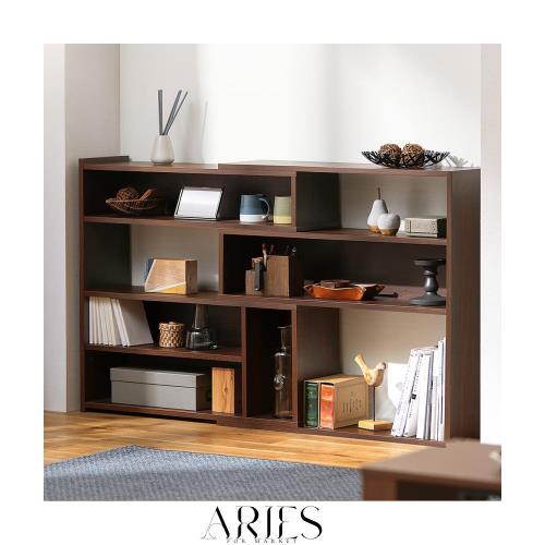 アイリスオーヤマ(IRIS OHYAMA) 棚 ラック 伸縮式 オープンシェルフ 幅83~139cm 高さ80cm 奥行24cm ロータイプ ウォールナット 伸縮式で