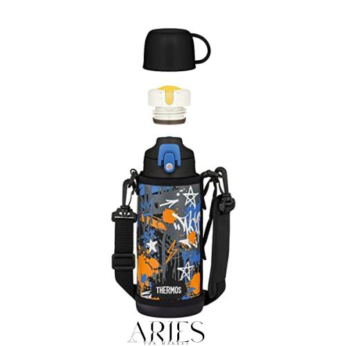 サーモス 水筒 真空断熱2ウェイボトル 0.8L/0.83L ブラックブルー 直飲み コップ付き 子供用 通園通学 FJJ-801WF BK-BL