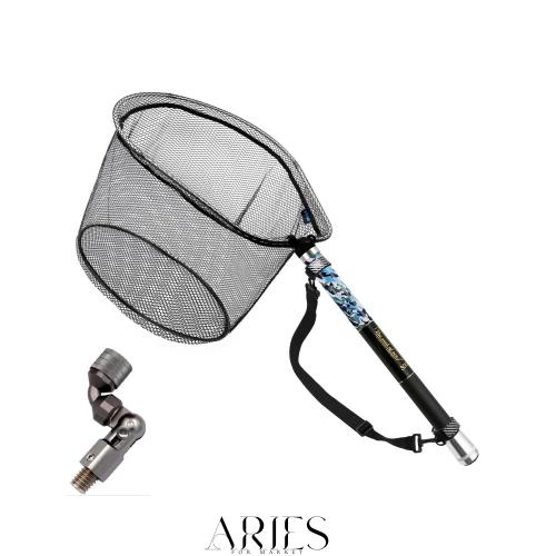 サンライク(SANLIKE) タモ網 玉網 ９段階 伸縮 カーボン製 小継玉の柄 超軽量 釣りタモ タもアミ ランディングネット 磯玉セット 4つ折り