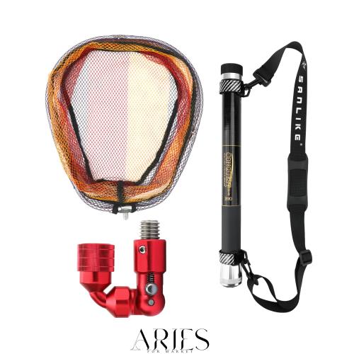 SANLIKE たも網 玉の柄 タモジョイント 3点セット 軽量 小継 伸縮 タモの柄 グラス繊維 小継玉の柄 玉網 タモ網 携帯便利 コンパクト ラ