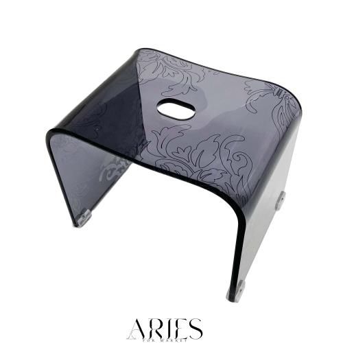 センコー サミーラ バスチェア M 高さ約 25cm 約W33×D24×H25cm グレー クリア地 ダマスク模様 65351