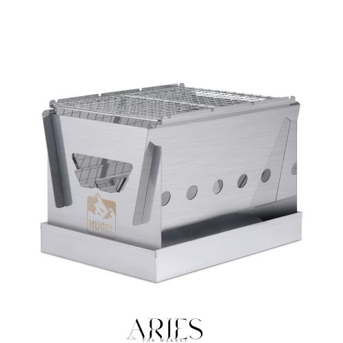 アイリスオーヤマ コンパクトBBQコンロ ステンレス 折りたたみコンロ 1台3役 焼き網・収納バッグ付き 卓上 CBBQ-300 シルバー