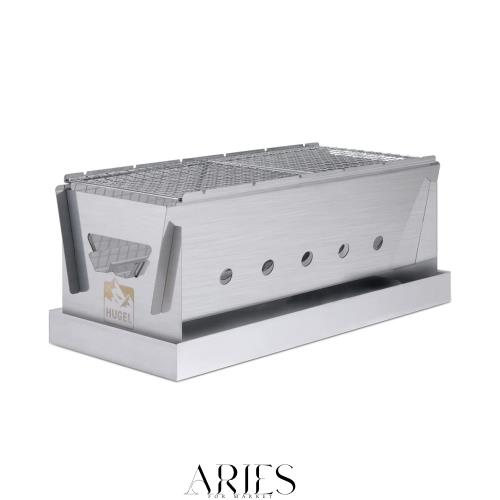 アイリスオーヤマ(IRIS OHYAMA) コンパクトBBQコンロ ステンレス 折りたたみコンロ 1台3役 焼き網・収納バッグ付き 卓上 CBBQ-500 シルバ