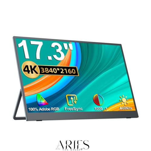 UPERFECT モバイルモニター 17.3インチ 4K 3840*2160 Adobe RGB 広色域 モバイルディスプレイ ゲームモニター IPS液晶パネル VESA対応 HD