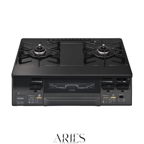 リンナイ ガステーブル ラクシエファイン 都市ガス12A/13A用 右強火力 両面焼グリル ココットプレート付属 ブラック/グレートーン KG66VA