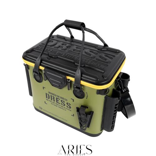 [DRESS] バッカン オリーブ/ブラック(メッシュポケット付き) 釣り用バケツ・バッカン 約34L ロッドホルダー EVA 多機能 釣り 釣り具 釣り